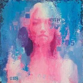 Этюд розовое на синем